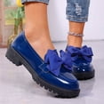 thumbnail image 6 of Womens Platform Loafers Royal Blue, Chunky Slip On Shoes with Bow Detail, Comfortable Casual Walking Shoes,Size 5.5, 6 of 9