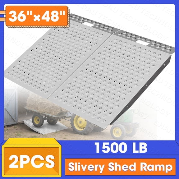 VNN 36" x 48" Shed Ramp 1500LB Capacity Anti-Slip Punch Plate Ramp for ATV (2PC)