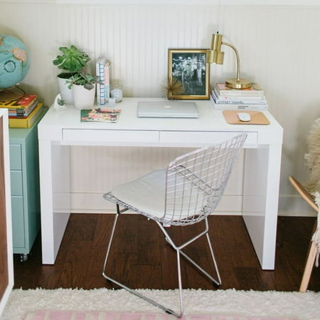 Style Lacquer - Euro Style Donald 47 in. Desk - White Lacquer