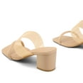 thumbnail image 4 of Pennysue Women's Block Heel Square Toe Mules Nude Two Straps Backless Sandals 7M, 4 of 5