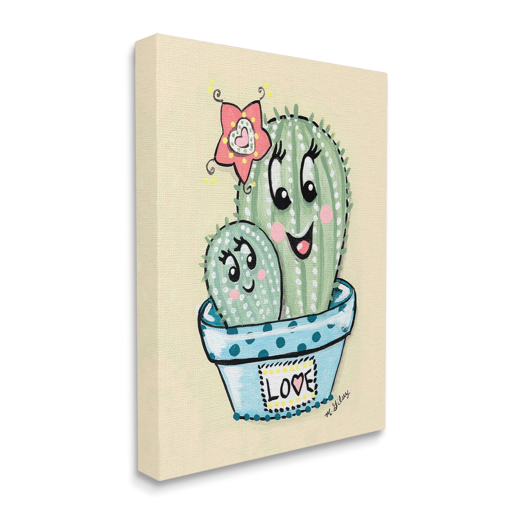 Stupell Industries Happy Cactus Plants Botanical & Floral Painting Gallery Wrapped Canvas Art Print Wall Art, 16 x 20