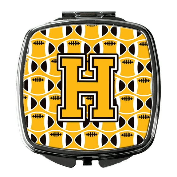 Letter H Football Black Old Gold and White Compact Mirror CJ1080-HSCM