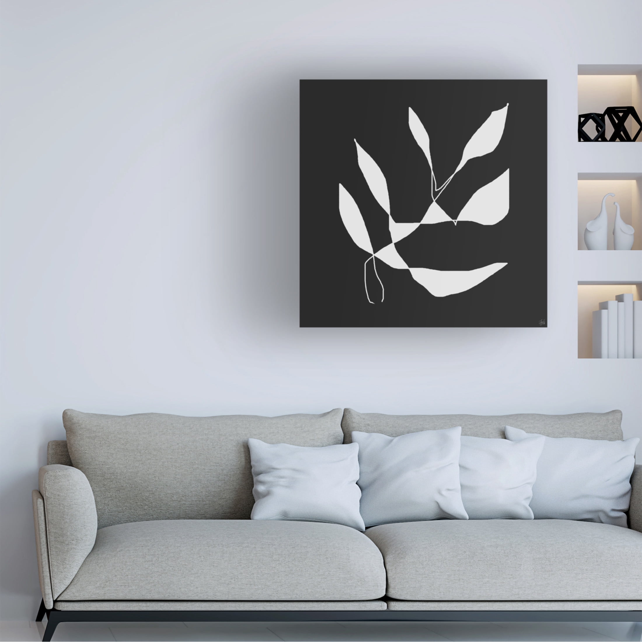 Canvas Wall Art - Line and Brush 'White To Plant 2' Wall Art for Living Room, Bedroom, or Office Décor by Trademark Fine Art - 18 x 18 Inches