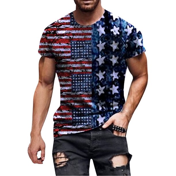 Soldier - playera de manga corta para hombre, diseño patriótico de la bandera americana, 4 de julio 10 - azul marino 3XL 10 - azul marino 3XL Xishao ropa