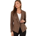 thumbnail image 1 of Chaqueta de gamuza sintética para mujer Cárdigan de outwear drapeado con solapa frontal abierta Marrón claro XL, 1 of 6