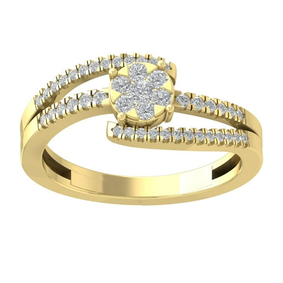 ARAIYA FINE JEWELRY 10K Yellow Gold Lab Grown Diamond Bypass Ring (1/3 cttw, D-F Color, VS Clarity), Size 7