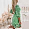thumbnail image 4 of Up to 30% off Clearance! AKAFMK Summer Dresses 2024,Women Summer A-Line Beach Sundresses,Summer Casual V-Neck Froral Print 3/4 Sleeve Loose Dresses,Green,XXL, 4 of 8