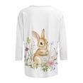 thumbnail image 4 of Women Easter Outfit Cute Bunny Egg Printed Tees Casual 3/4 Sleeve Blouses Round Neck Cotton Tops Summer Loose Comfy Shirts, 4 of 5