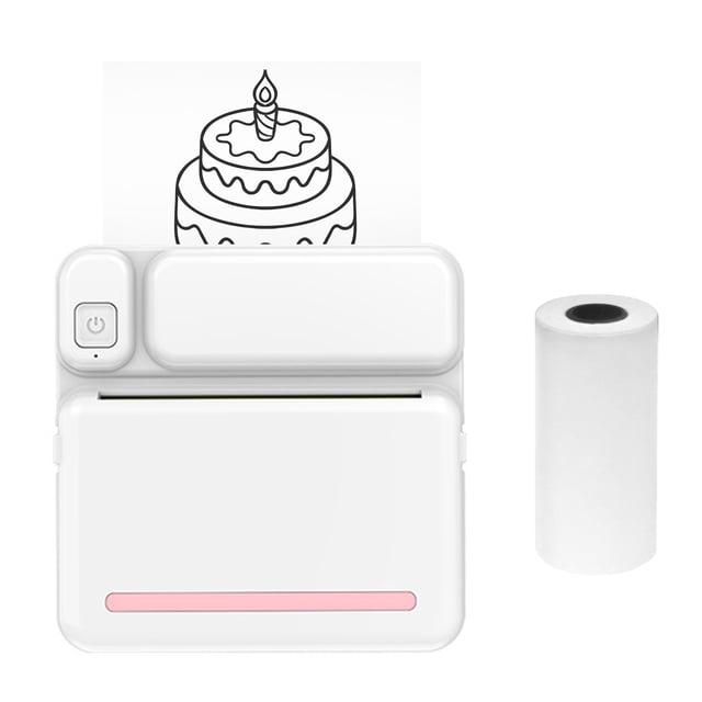 Riwcyla Pocket Photo Printer Portable Thermal Printing Machine Wireless Connection for Picture Lable DIY Handcraft List Meno Notes Journal Receipt Paper Instant Printer Sticker with 1 Roll Thermal
