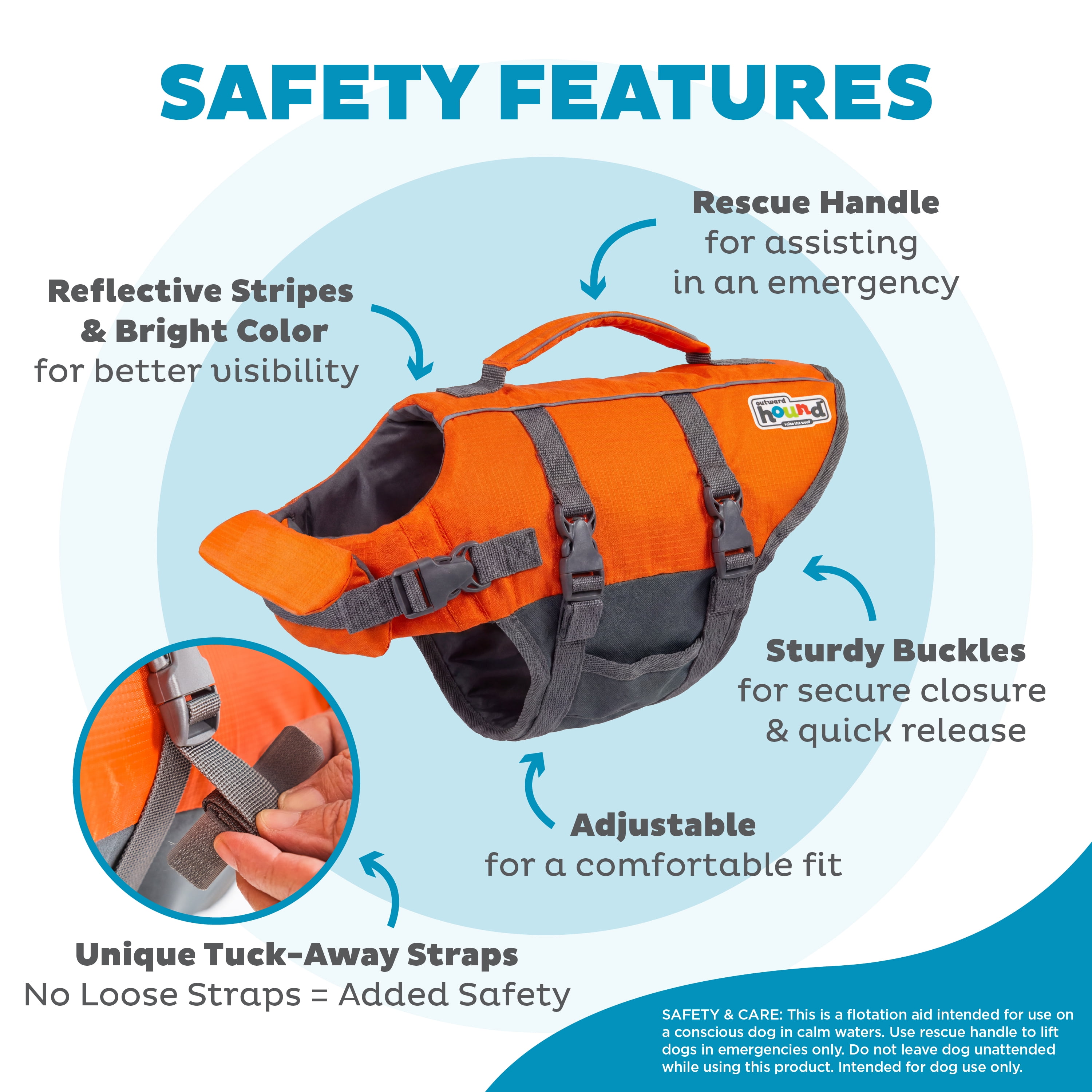 Outward Hound Granby Splash Dog Life Jacket and Vest, Orange