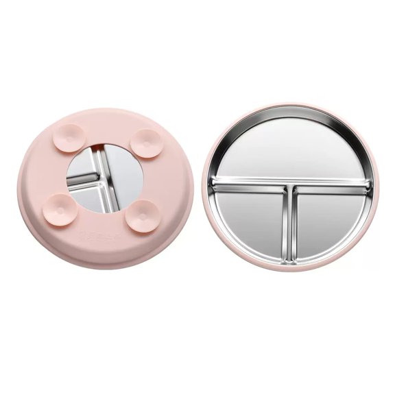 ROXANEPIG 2 PACK Stainless Steel Toddler Plate with Suction, Divided Plates with Removable Silicone Sleeves for Kids, Non Toxic & BPA Free | Non Slip | Unbreakable Baby Snack Dishes