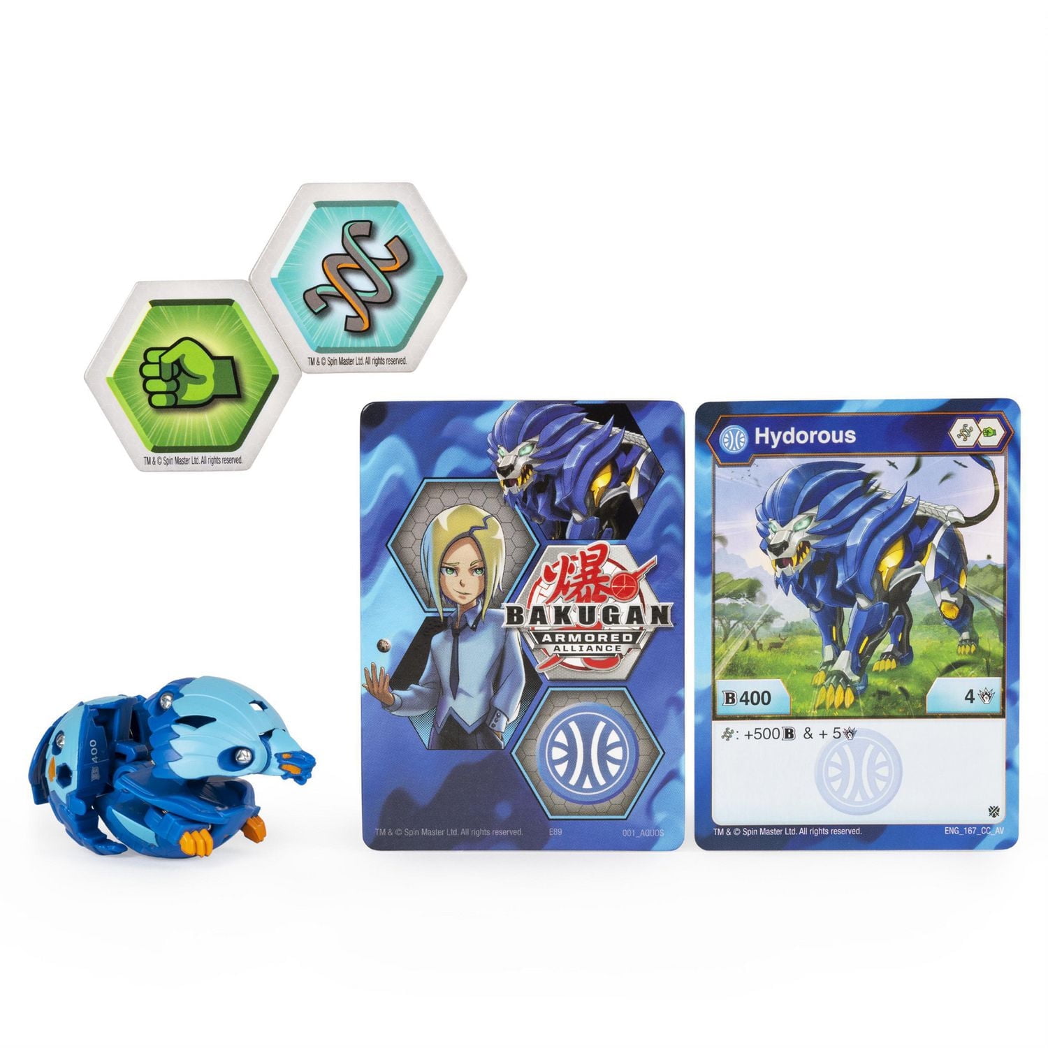 Bakugan, Hydorous, Figurine Armored Alliance articulée de 5 cm à collectionner et carte à échanger