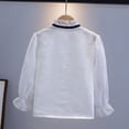 thumbnail image 6 of BRGZLK Back to School Shirts for Girls 2026 Autumn Cute Ruffle Trim Tie Neck Button Down Long Sleeve Blouse School Uniform Dress Tops White A 11-12 Years, 6 of 8