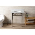 thumbnail image 2 of Kingston Brass KVBH3022M86 Templeton 30-Inch Carrara Marble Console Sink with Brass Legs (8-Inch, 3-Hole) in Carrara Marble White/Polished Nickel, 2 of 9