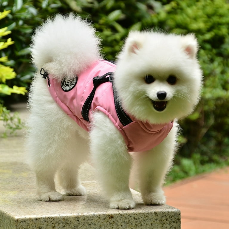 Dog Jacket with Harness Dog Winter Coat Cozy Warm for Small Medium Dogs Water Resistant Windproof Dog Cold Weather Vest with Hook Loop Easy Wear Reflective Dog Winter Clothes