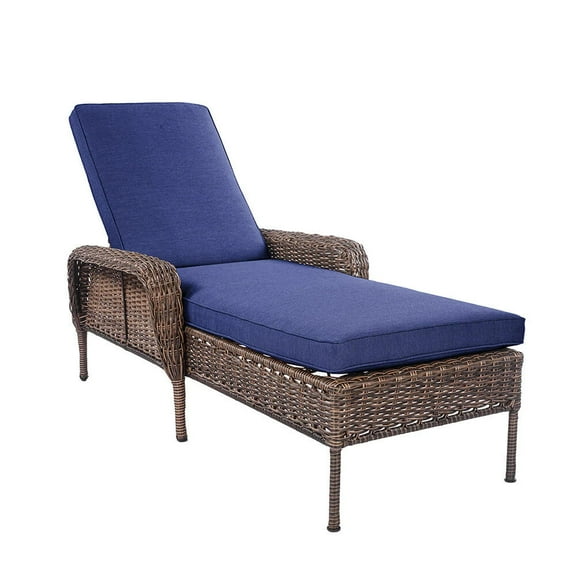 Krikacy Wicker Lounge Chair HDPE Hand-Woven All-Weather Rattan Furniture for Patio Deck,Blue