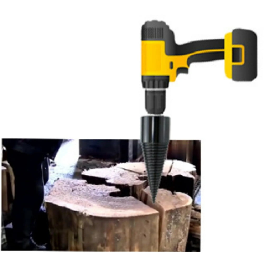 1x Heavy Wood Drill Bit Firewood Log Splitter Anti-Skid Thread U Screw Splitting Cone Screw Cone Driver Fire Wood Log Splitter Come with Hex Shank Handle ,from USA,MAX Diameter 42 mm
