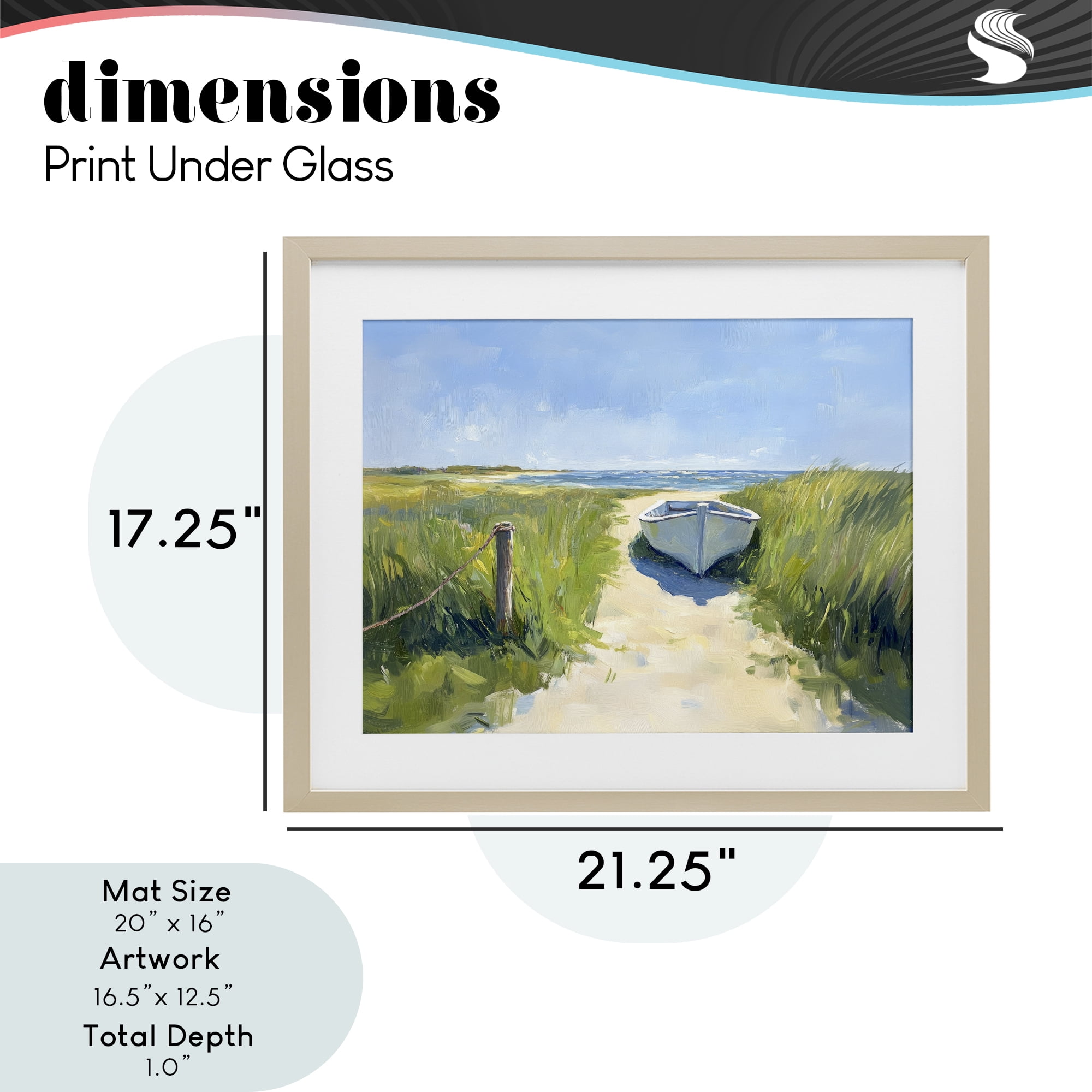 Stupell Industries Moored Boat on Path Birch Framed Print Under Glass, design by Sisi and Seb