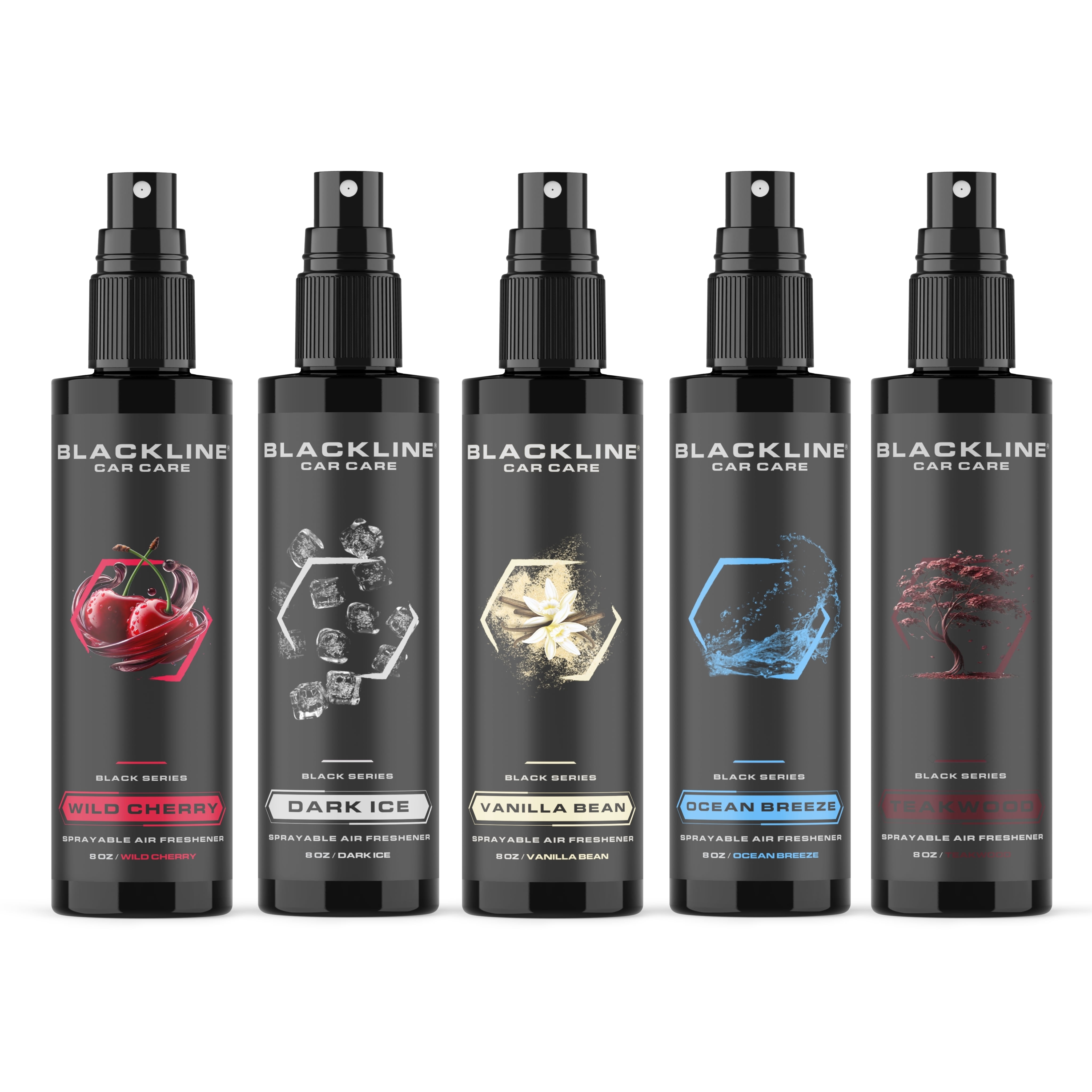 Blackline Car Care - Vanilla Bean Car Air Freshener, Long-Lasting, Oder Eliminator, for Cars, Trucks, SUV, or Home Use - 8 fl OZ - Vanilla Bean Air Freshener - Vanilla Spray