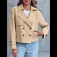 thumbnail image 5 of Chaqueta Gabardina Informal Holgada de Larga con Doble Botonadura y Solapa con Muescas para Mujer, con Bolsillos. Caqui XXL, 5 of 8