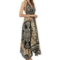 thumbnail image 3 of Sakkas Women's Batik Medallion Handkerchief Hem Adjustable Dress - Black / Beige - OS, 3 of 4
