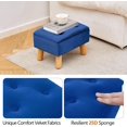 thumbnail image 6 of Ottoman Foot Rest, Velvet Storage Ottoman with Wooden Legs & Anti-Slip Mat, Flip Top Foot Stools with Soft Padded Seat for Bedroom Living Room, Dorm, Dark Blue, 6 of 14