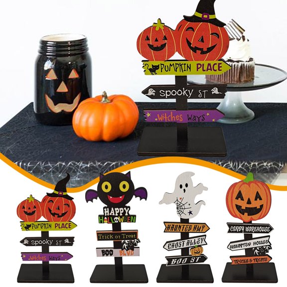 1X Tombstone Ornament Clearance! Nomeni Halloween Wooden Block Sign Decor Table Mantle Wood Signs with Halloween Decorations Witch for Home Farmhouse Tabletop, Home Decor Promotion Sale!