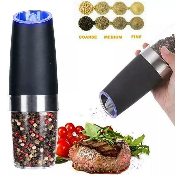 Gravity Electric Salt and Pepper Grinder Mill Shakers Adjustable Coarseness Black