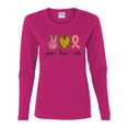 thumbnail image 3 of Peace Love Breast Cancer Awareness Breast Cancer Awareness Womens Graphic Long Sleeve T-Shirt, Fuschia, Medium, 3 of 5