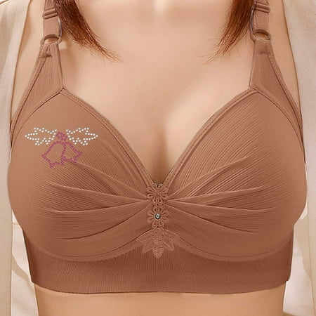 YEJIMAN Bras for Women Full Coverage Wireless Bras No Underwire Supportive Comfy Bra Plus Size Padded Bras  Yellow No Show Underwear For Women  Nylon Cotton Underwear For Women Seamless