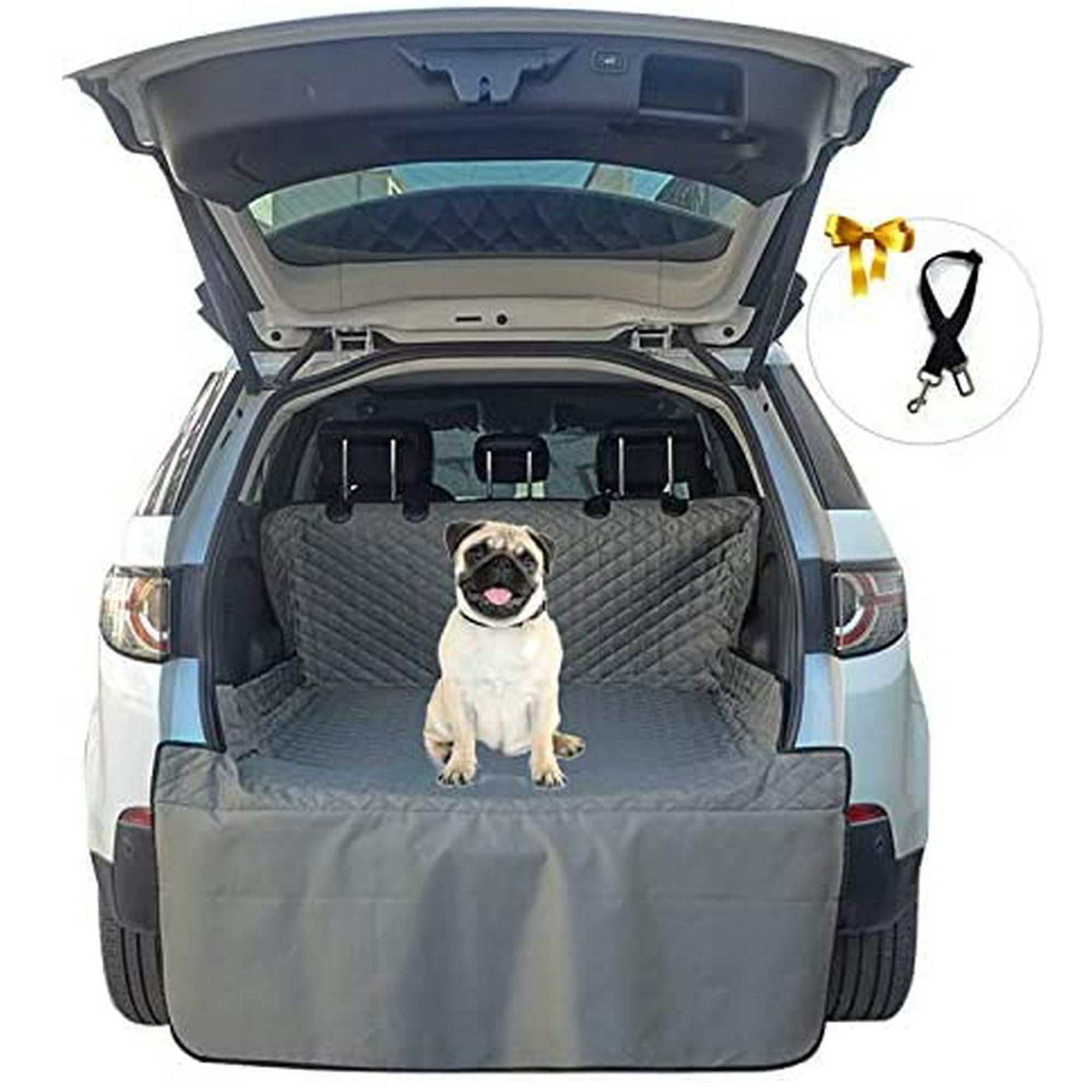 SUV Cargo Liner for Dogs Waterproof Pet SUV Cargo Area Cover Mat Universal Fit Non Slip Dog Seat Protector Machine Washable for Sedans Vans Trucks with Bonus Dog Belt Gray Walmart