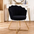 thumbnail image 4 of Furniliving Modern Velvet  Accent Chair Shell Back Makeup Chair Upholstered Vanity Stool,Black, 4 of 10