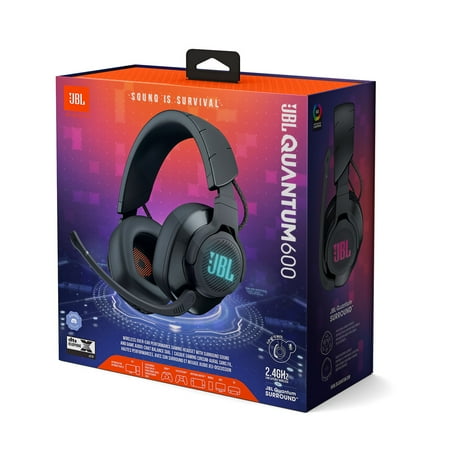 JBL - Quantum 600 RGB Wireless DTS Headphone:X v2.0 Gaming Headset for PC, PS4, Xbox One, Nintendo Switch and Mobile Devices - Black