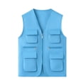 thumbnail image 4 of Kids Cargo Vest Utility Fishing Vests Multi Pockets Zip Up Sleeveless Casual Fashion Jacket for Young Boys and Girls Sky Blue 9-10 Years, 4 of 6