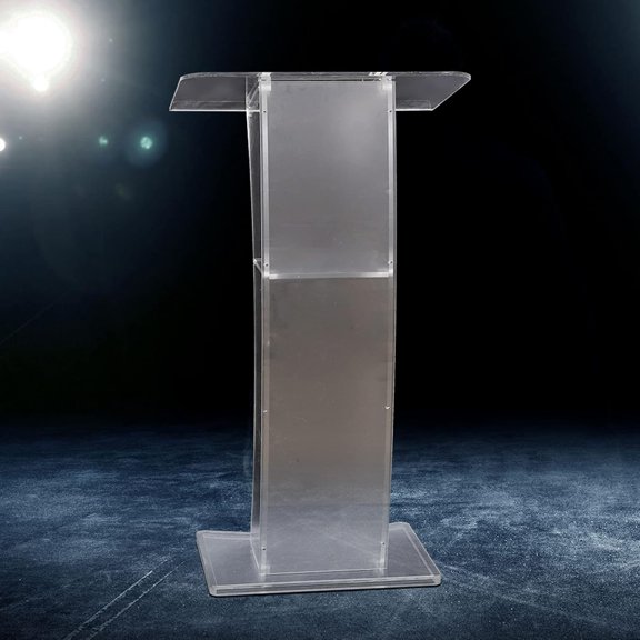 CNCEST Pulpits for Churches Acrylic Church Podium Clear Podium Lectern Pulpit with Storage Board