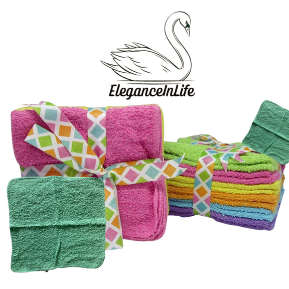 12pc Wash Cloth 100% Cotton 11 in x 11 in Assorted Color