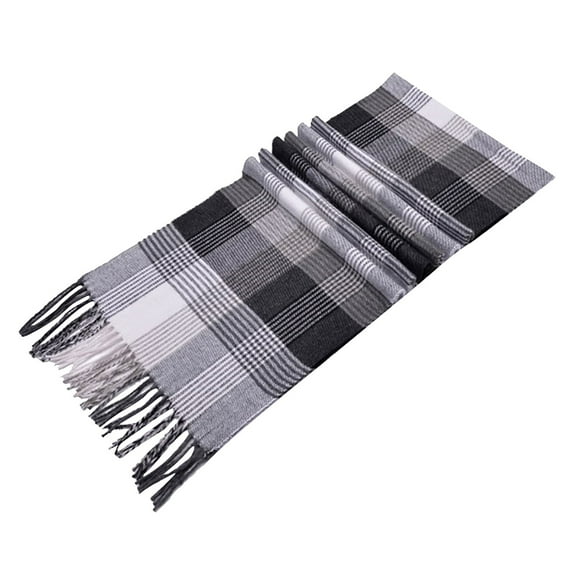 Ajshakl Womens Scarf Winter, Wool Feel Scarf Warm Soft Lightweight Scottish Scotland Check Tartan Plaid Gift For Men Women Kids, Black