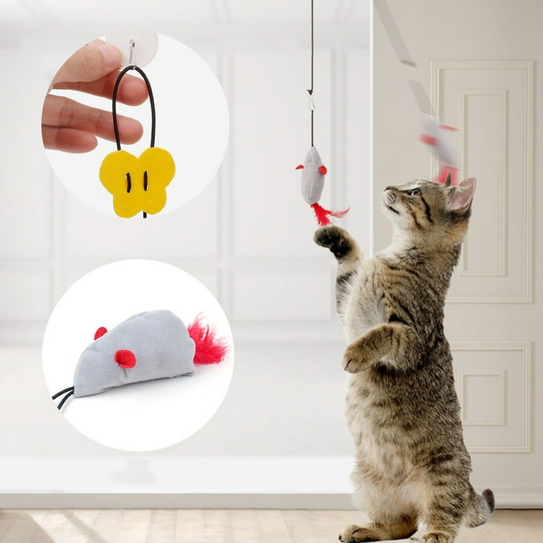 cat toys for bored indoor cats cat birthday dog entertainment toys for home alone Hang A Vocal Mice Plush Cat Toy Called Hi Tease Stick Walmart