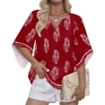 thumbnail image 5 of Womens Boho Tops 3/4 Sleeve V Neck Cotton Tunic Flowy Shirt – Casual Loose Fit Summer Bohemian Peasant Blouse,XL, 5 of 5