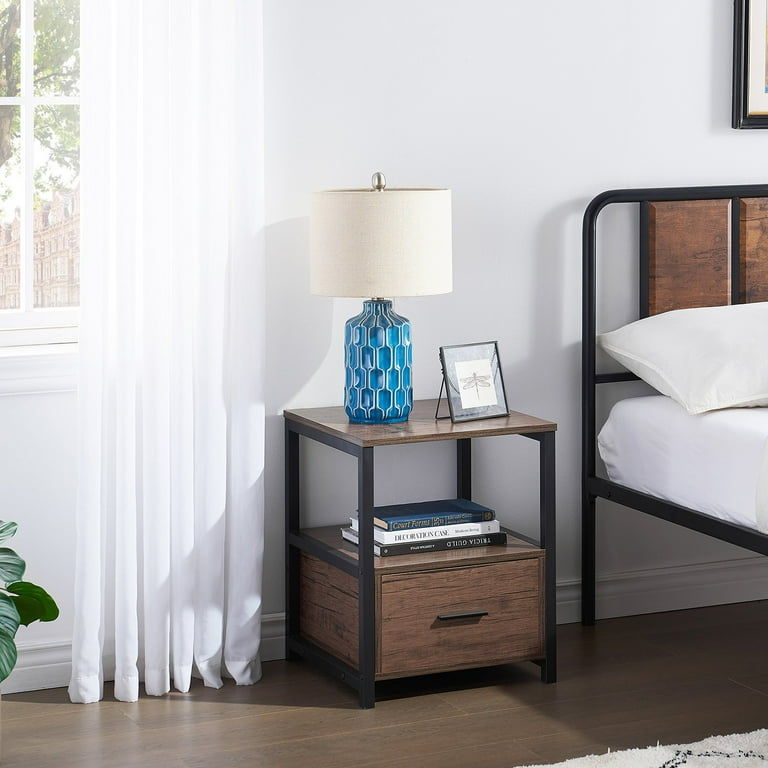 VECELO Set of 2 Nightstand with Drawer, Square End Side VECELO Set of 2 Nightstand with Drawer, Square End Side