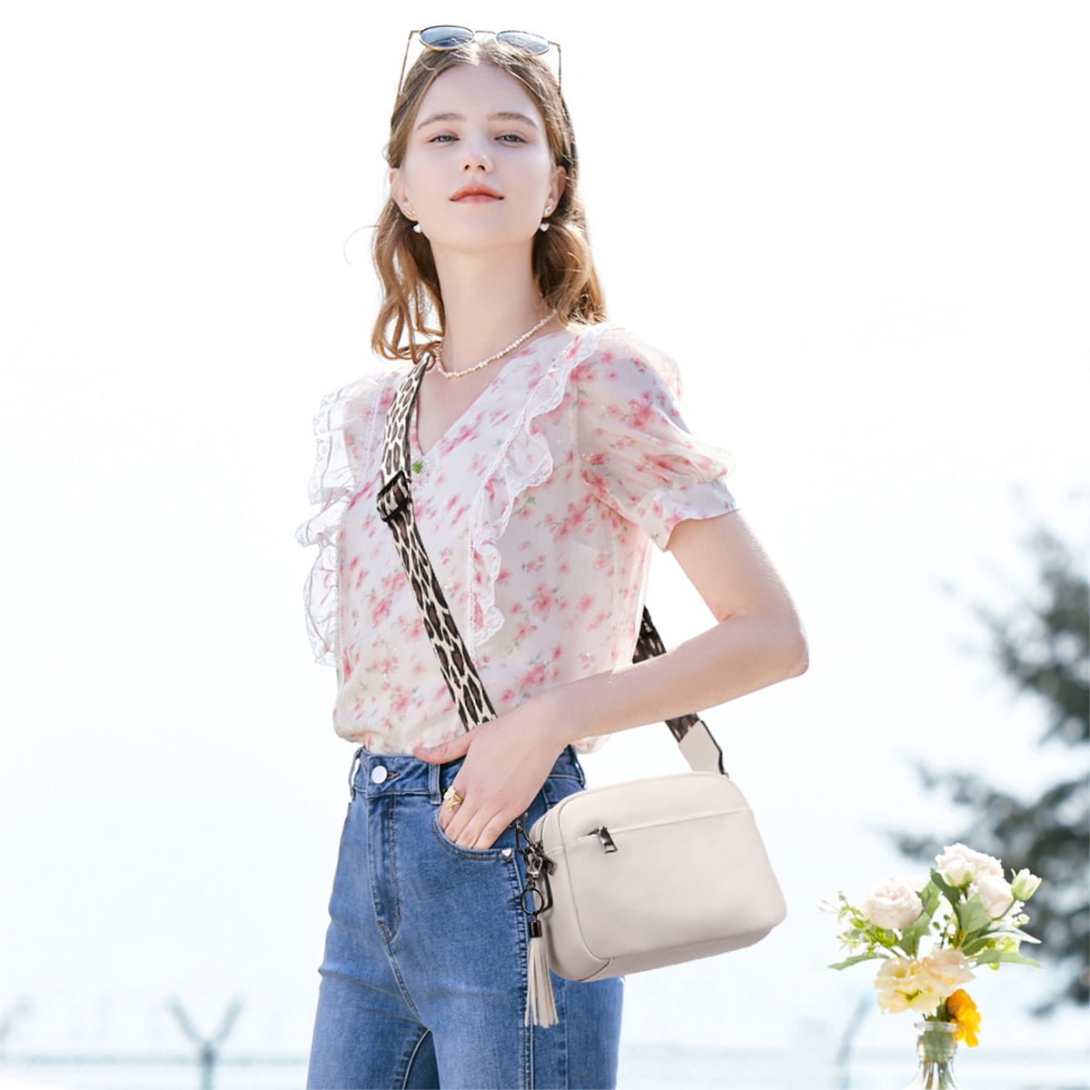 KL928 Soft Leather Crossbody Bag for Women Ladies Wide Strap Shoulder Bag Small Purses and Handbags