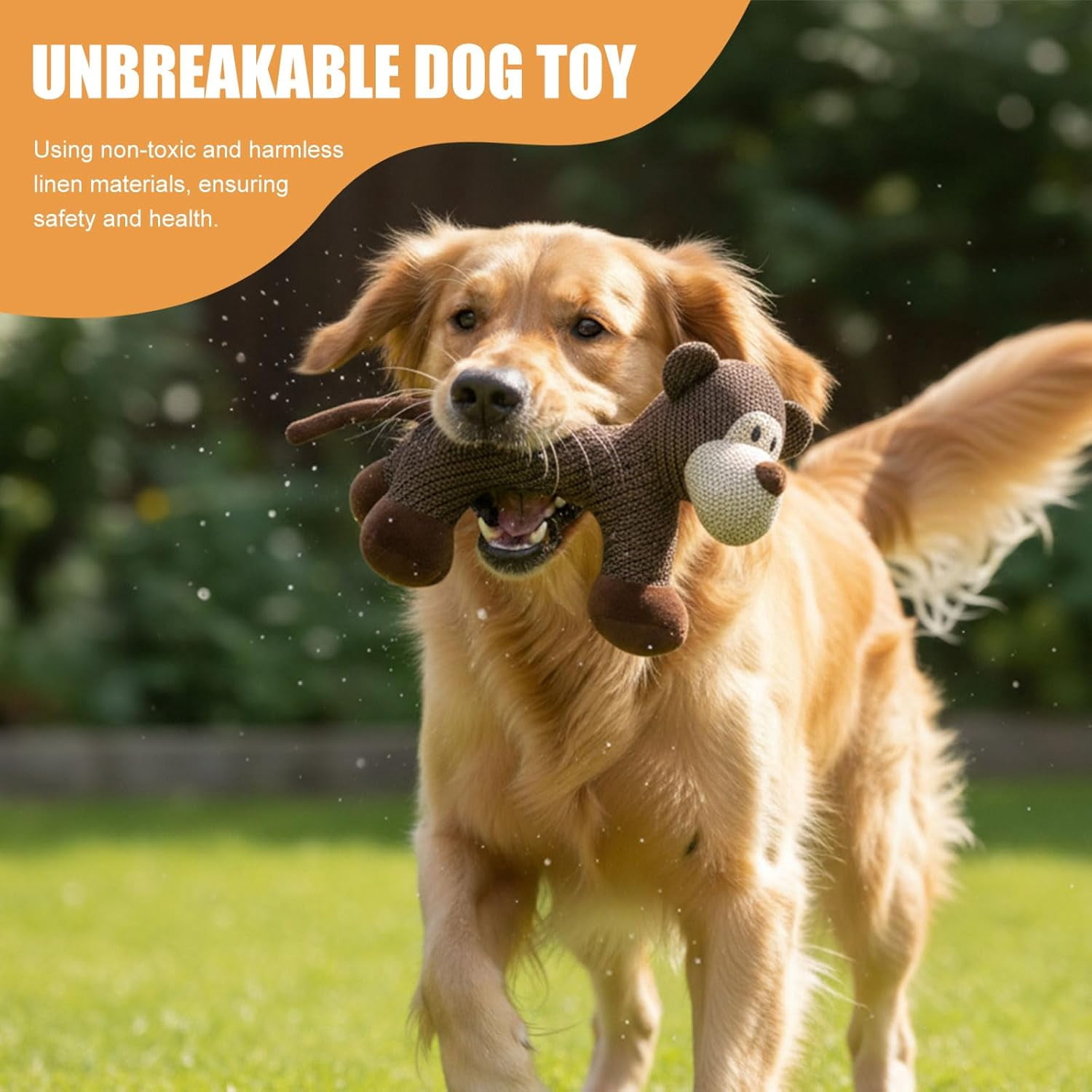 Companions Dog Toy - Squeaky Linen Chew Animal, Sturdy Indestructible Plush for Boredom & Anxiety Relief (Dog)-dh