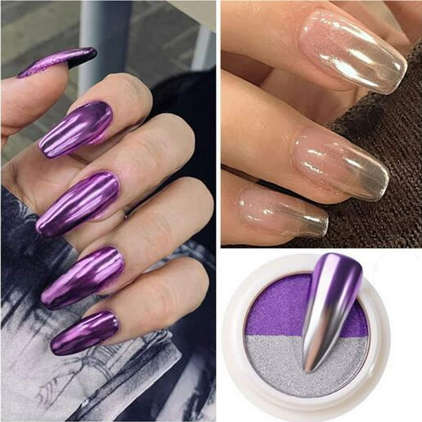 Light Purple Effect Mirror Chrome Nail Powder Pigment No Polish Foil Nails  Color