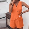 thumbnail image 5 of Bixock Women's 2 Piece Summer Set,Tank Top Shorts Outfits,Leisure V-Neck Irregular Tank Top Outfit Set, 5 of 5