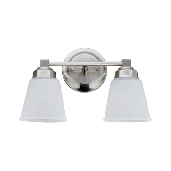 Aspen Creative 62069-1, Two-Light Metal Bathroom Vanity Wall Light Fixture, 13 1/8" Wide, Transitional Design in Satin Nickel with Clear Etched Glass Glass Shade