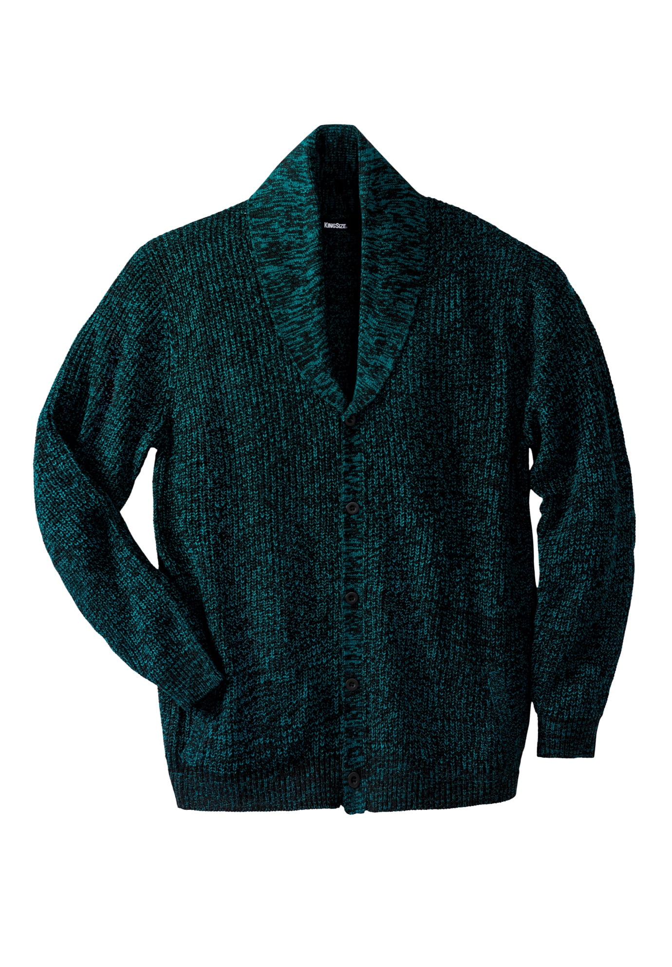 KingSize Mens Big & Tall Shaker Knit Shawl-Collar Cardigan Sweater 