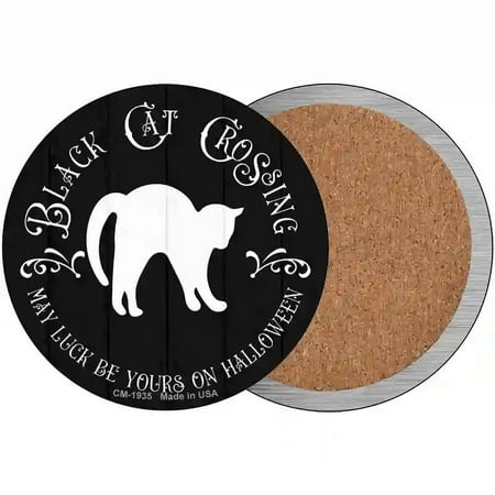 

Black Cat Crossing Novelty Circle Coaster Set of 4 3.5 Coaster (Sets of 4) (CC)