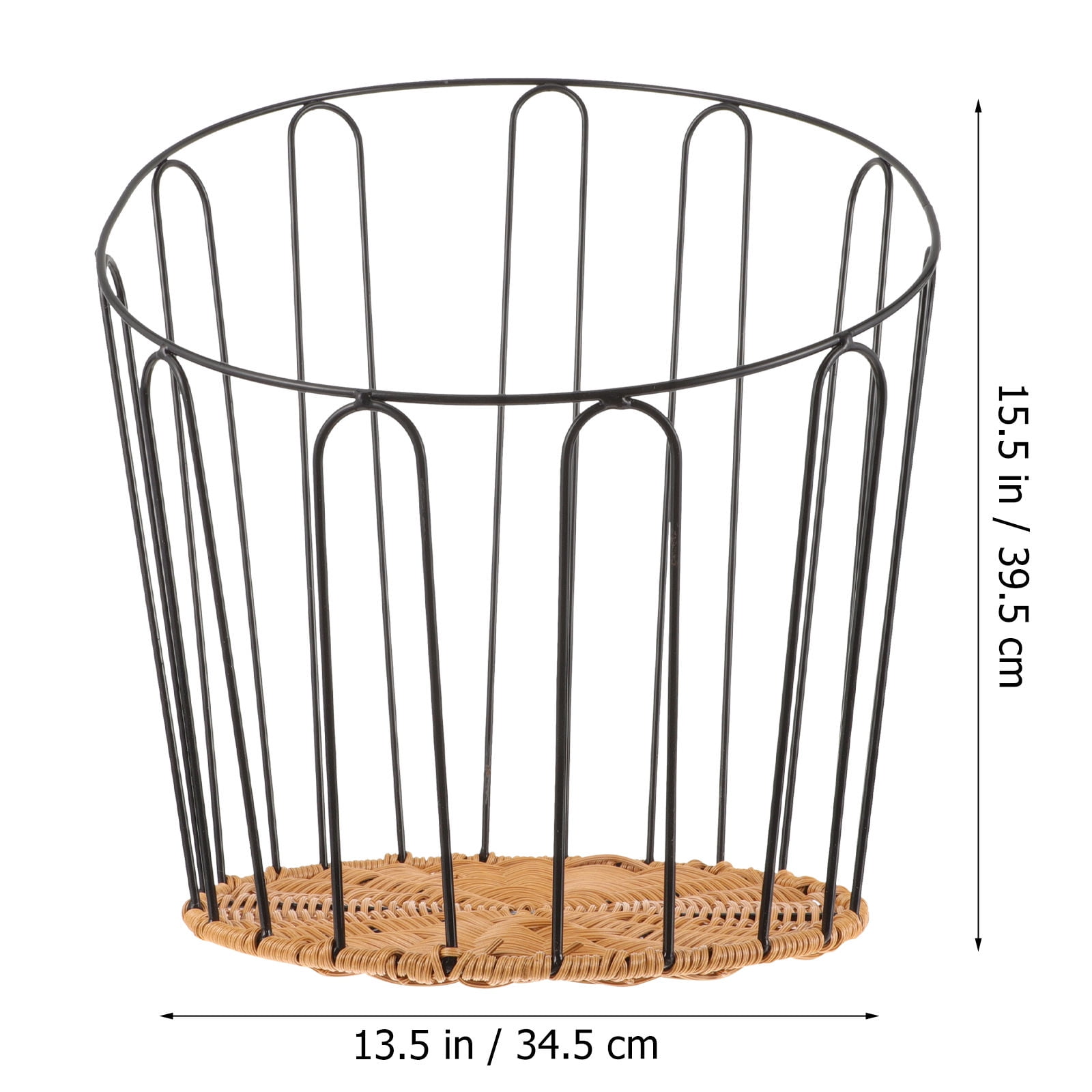 HOOWIFFY Black Woven Bread Basket with Iron Frame for Serving, Kitchen Storage, Counter Organization and Home Use