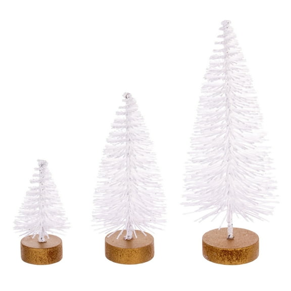 Vickerman 3"-5"-7" White Sisal Bottle Brush Tree Set, Set of 3