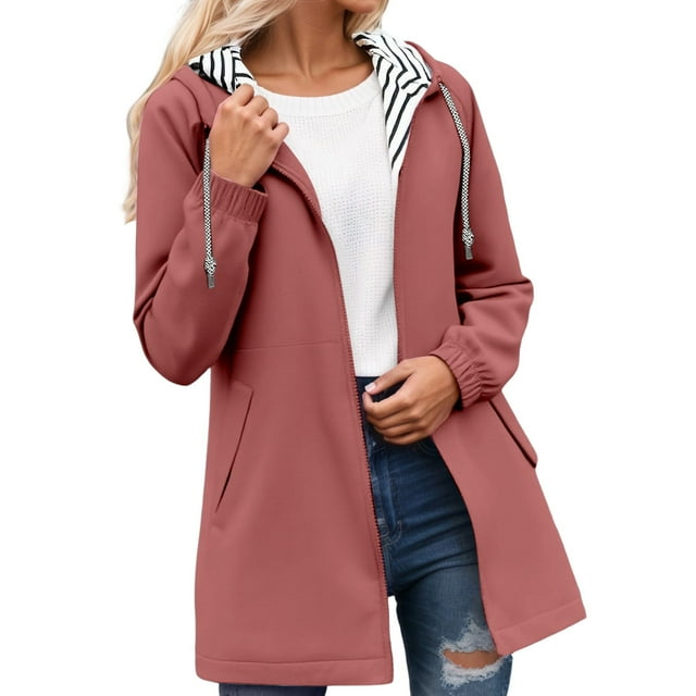 Coupe-Vent Léger pour Randonnée Anorak avec Capuche Poches et Design Rayé pour Aventures en Plein Air et Usage Quotidien, Taille : L